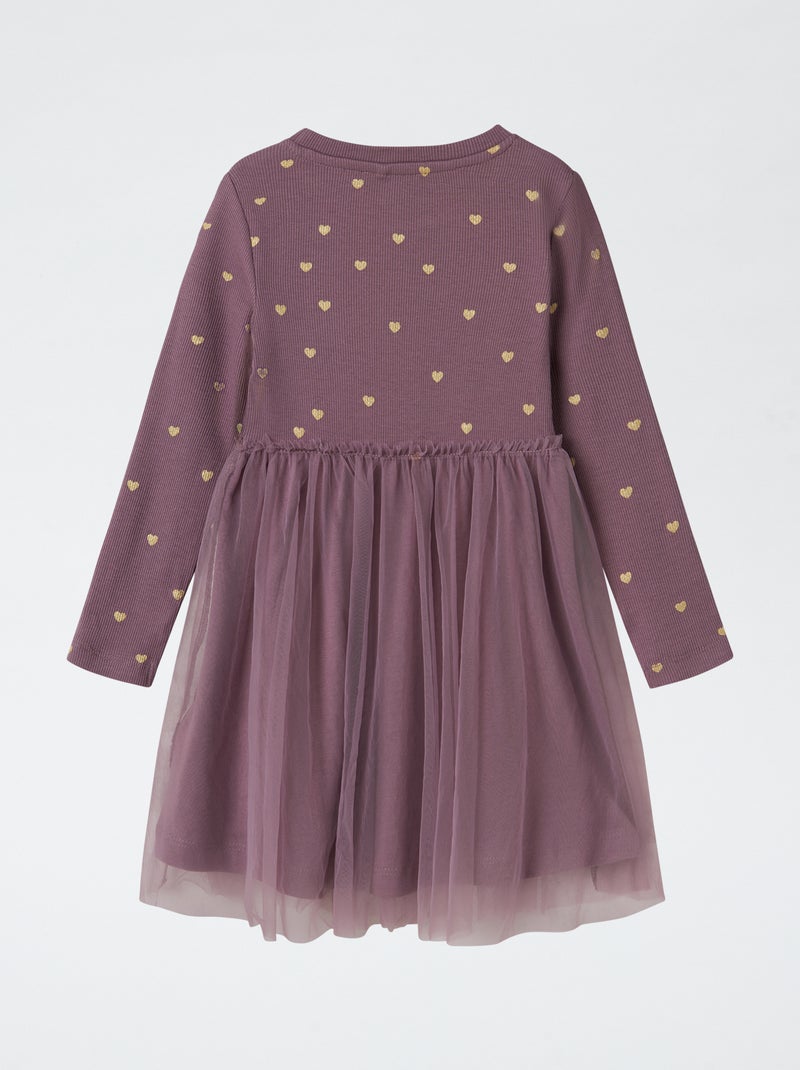 Vestido curto 'Name it' em algodão Violeta - Kiabi