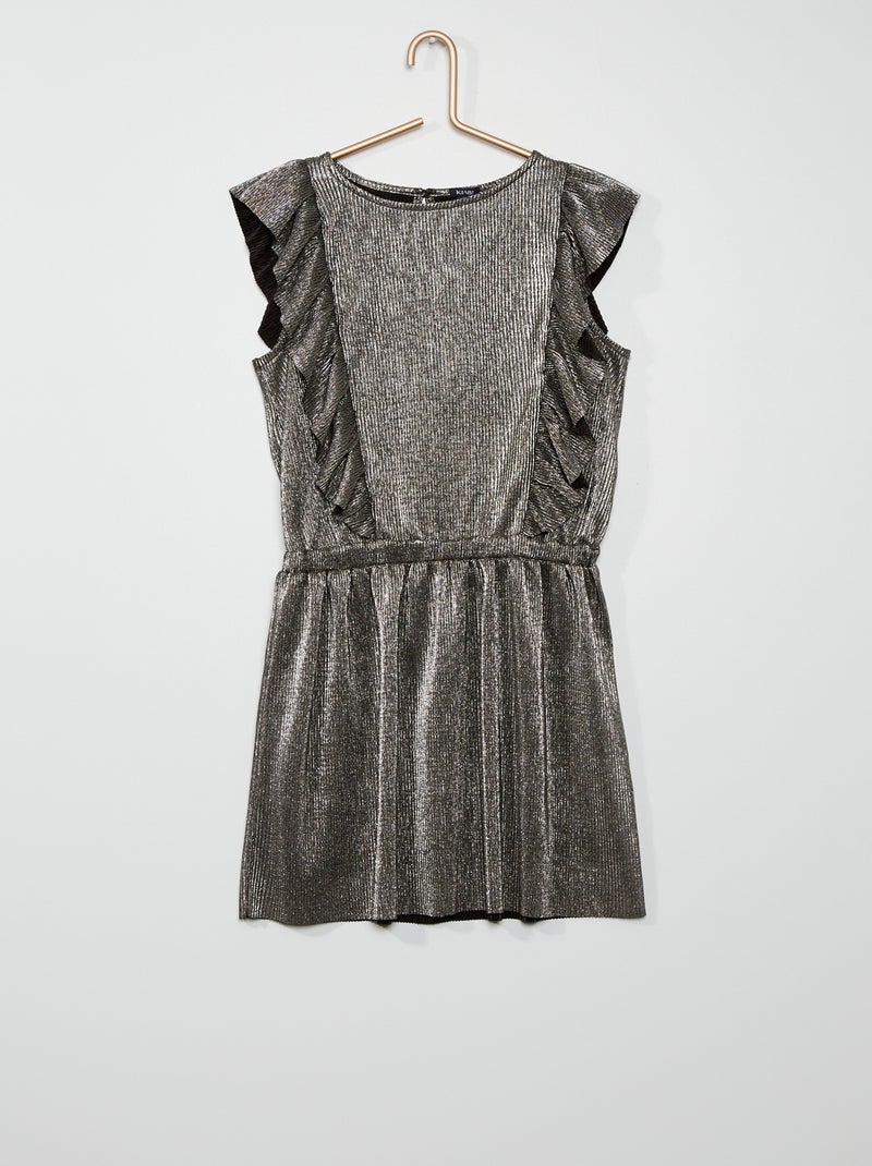 Vestido curto plissado PRETO - Kiabi