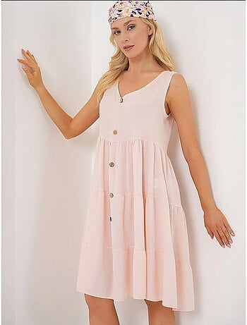 Vestido curto sem mangas com botões bdart