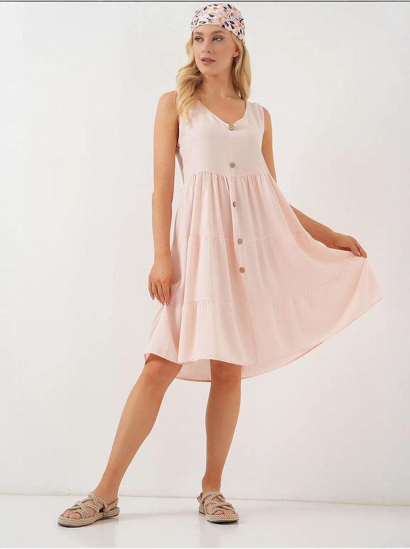 Vestido curto sem mangas com botões bdart Rosa-pálido - Kiabi