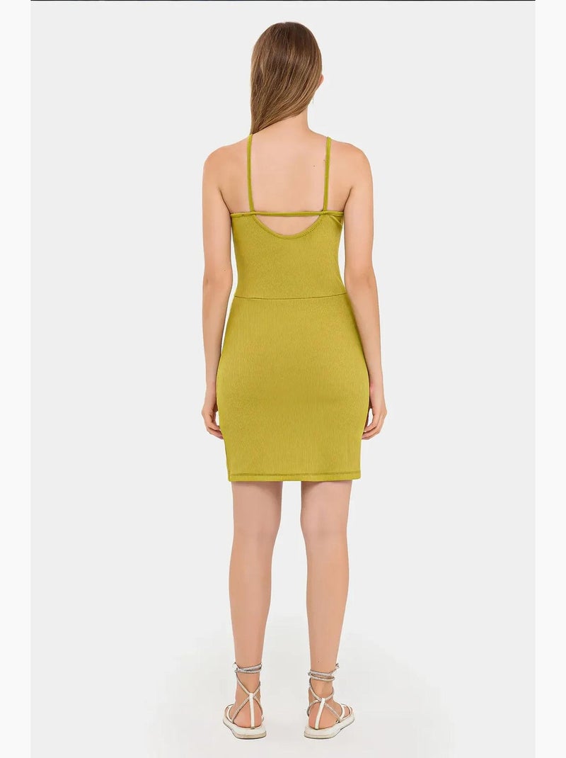 Vestido curto sem mangas com decote halter e racha lateral hiccup Verde - Kiabi