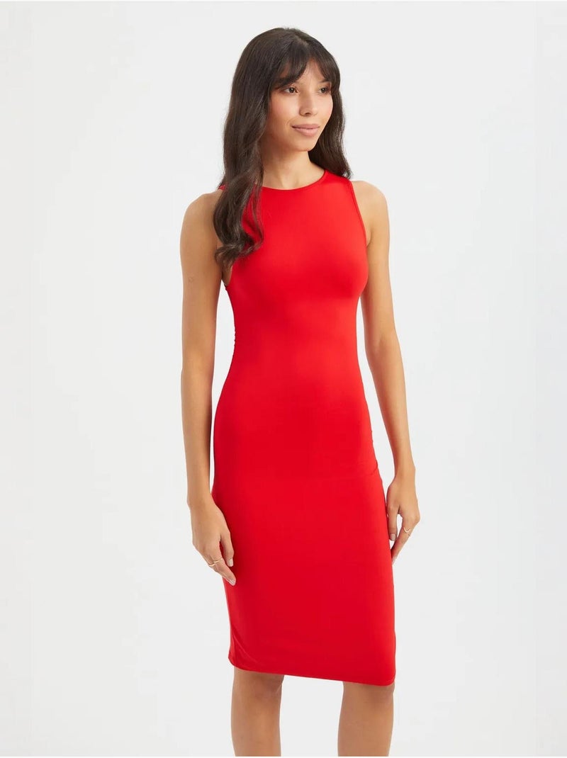 Vestido curto sem mangas e gola redonda hiccup Vermelho - Kiabi