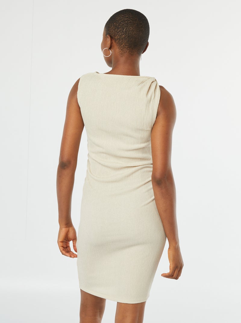 Vestido curto sem mangas em malha gofrada Cinza - Kiabi