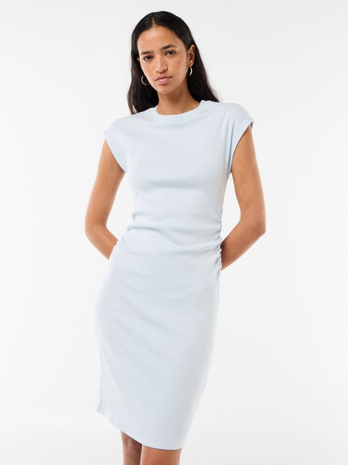 Vestido curto sem mangas em material canelado - Kiabi