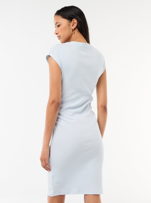 Vestido curto sem mangas em material canelado - Kiabi