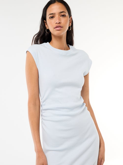 Vestido curto sem mangas em material canelado - Kiabi