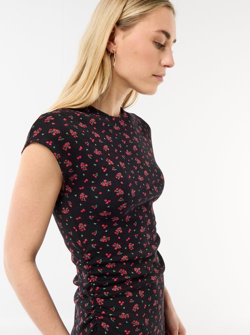 Vestido curto sem mangas em material canelado - Kiabi