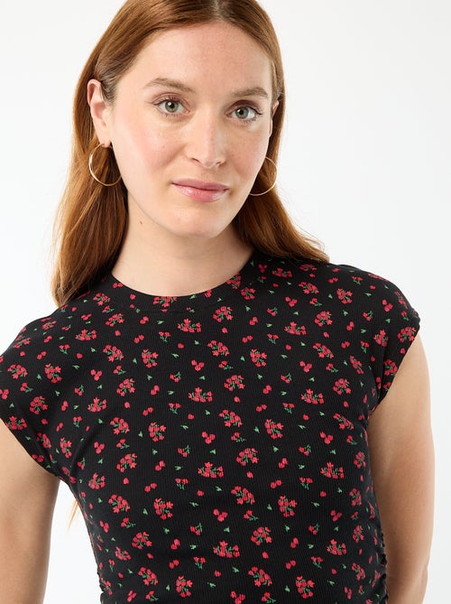 Vestido curto sem mangas em material canelado - Kiabi