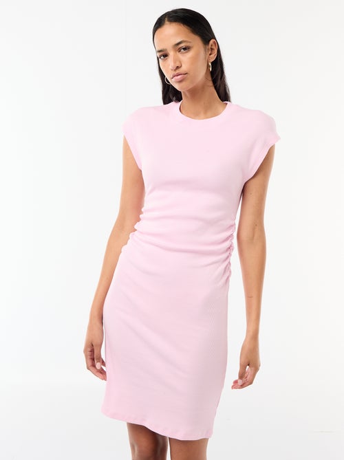 Vestido curto sem mangas em material canelado - Kiabi