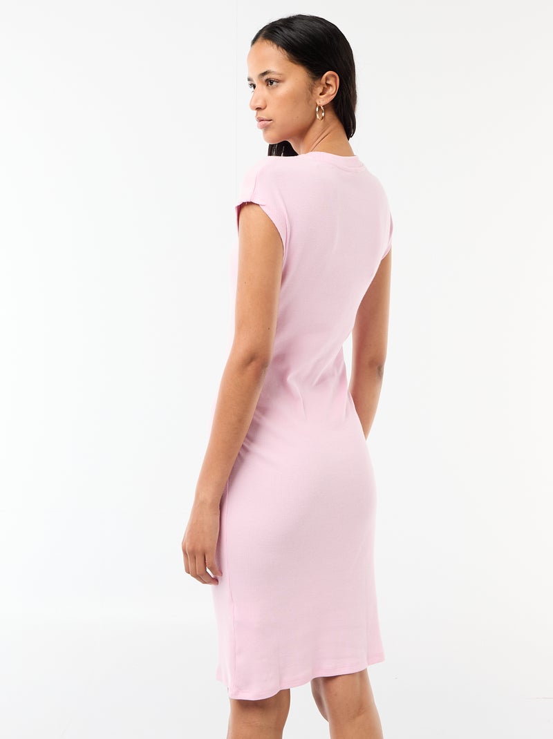 Vestido curto sem mangas em material canelado Rosa - Kiabi