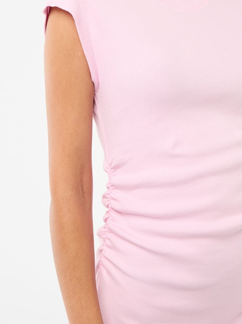 Vestido curto sem mangas em material canelado - Kiabi