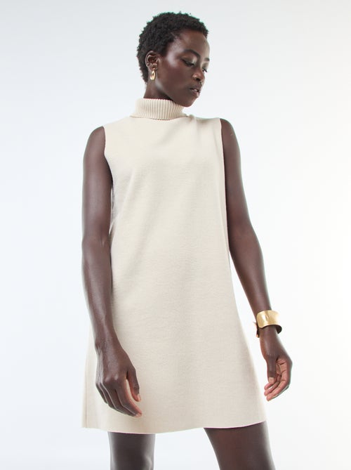 Vestido curto sem mangas gola alta - Kiabi