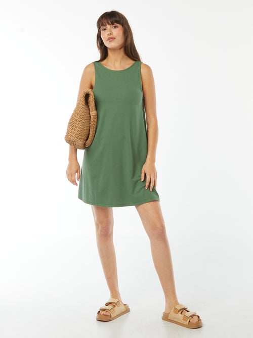 Vestido curto sem mangas reversível - Kiabi