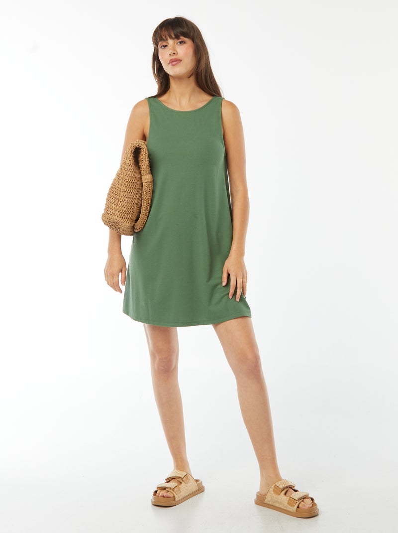 Vestido curto sem mangas reversível Verde - Kiabi