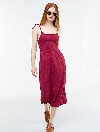 Vestido curto smockado liso