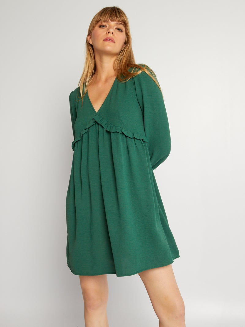 Vestido curto texturado com folho Verde - Kiabi