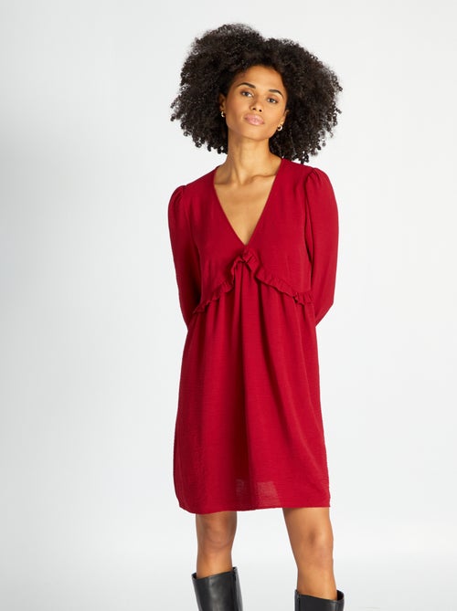 Vestido curto texturado com folho - Kiabi