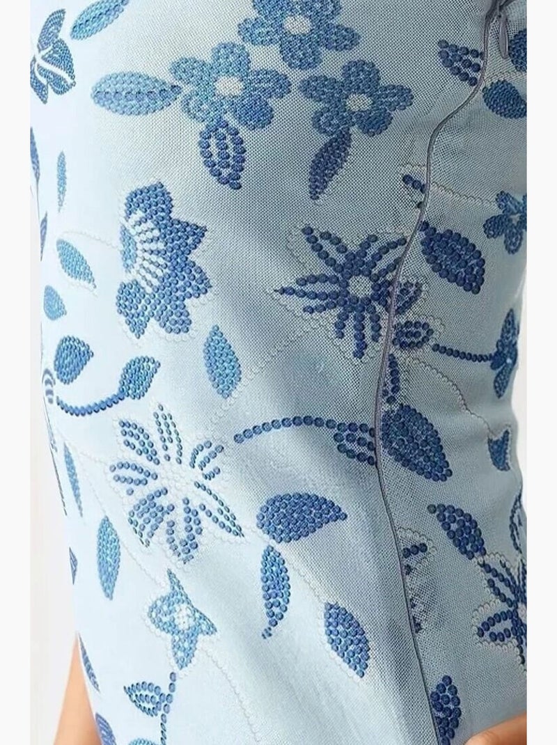 Vestido curto texturizado sem alças e justo hiccup Azul - Kiabi