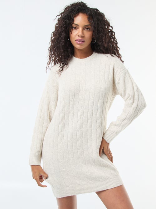 Vestido curto tipo suéter em malha torcida - Kiabi