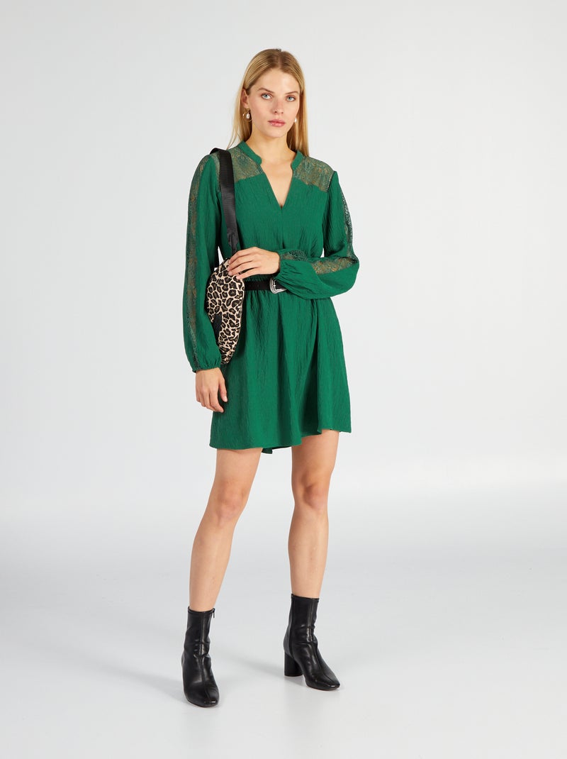 Vestido curto VERDE - Kiabi