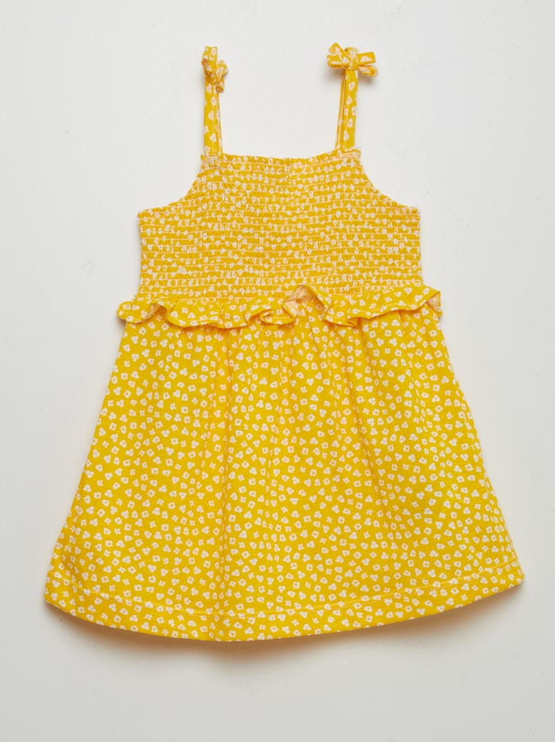 Vestido de alças com base com folhos AMARELO - Kiabi