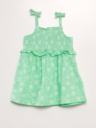 Vestido de alças com base com folhos