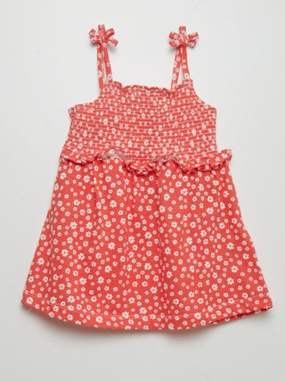 Vestido de alças com base com folhos