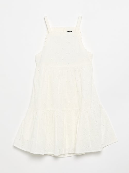 Vestido de alças com bordado inglês - Kiabi