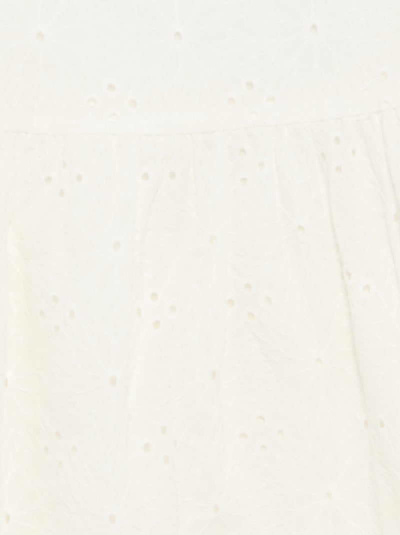 Vestido de alças com bordado inglês Branco - Kiabi