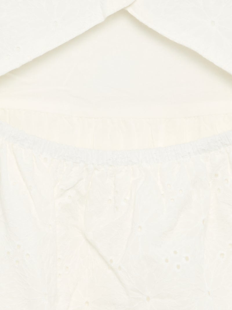 Vestido de alças com bordado inglês Branco - Kiabi