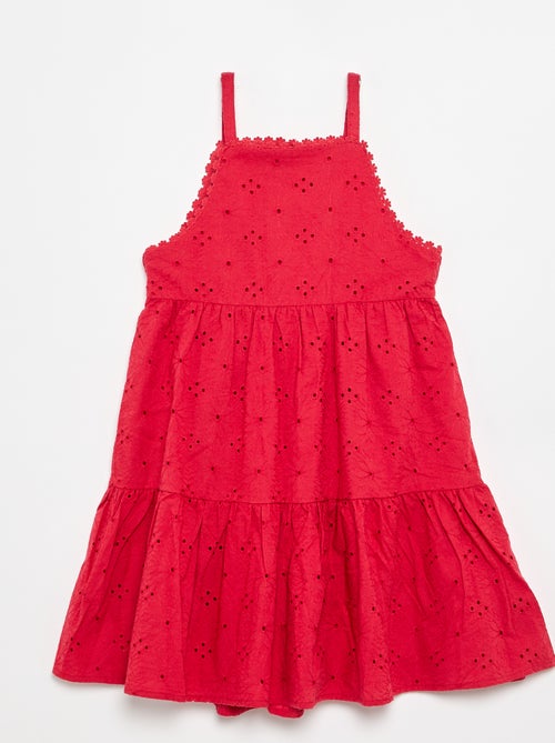 Vestido de alças com bordado inglês - Kiabi