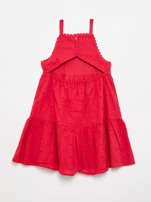Vestido de alças com bordado inglês - Kiabi