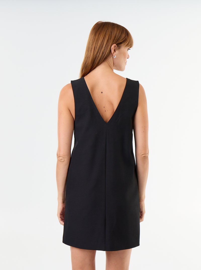 Vestido de alças com decote em V Preto - Kiabi