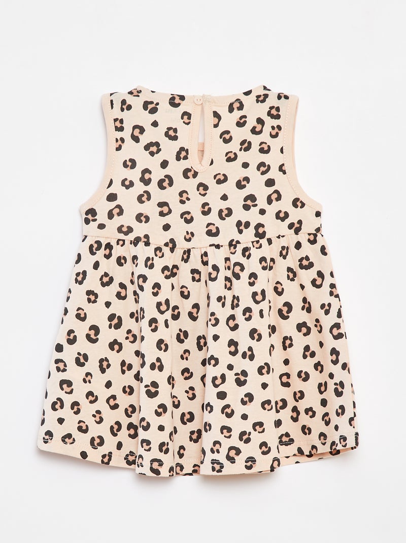 Vestido de alças com estampado Bege - Kiabi