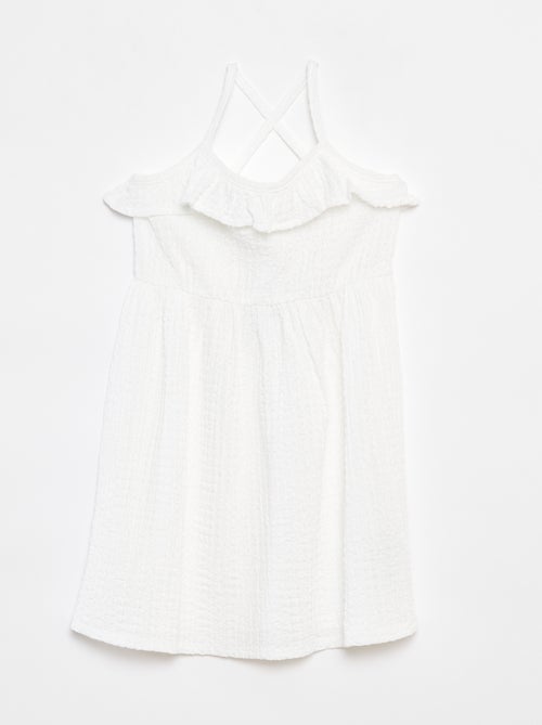 Vestido de alças com folhos - Kiabi