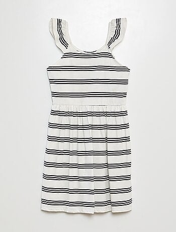 Vestido de alças com folhos e motivos