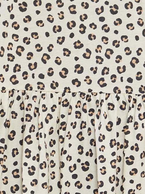 Vestido de alças com folhos e motivos - Kiabi