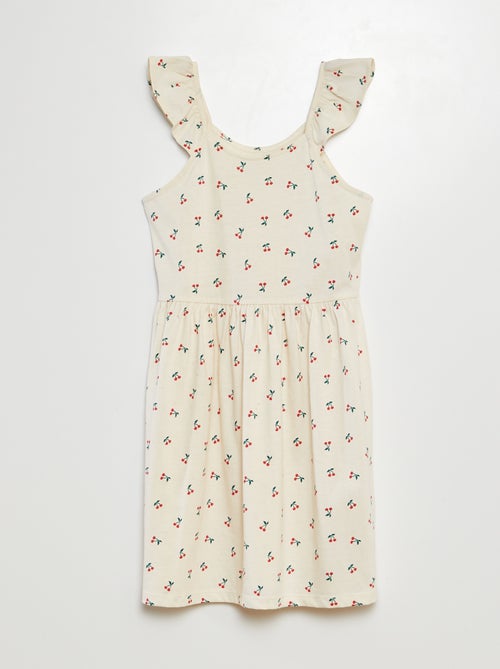 Vestido de alças com folhos e motivos - Kiabi