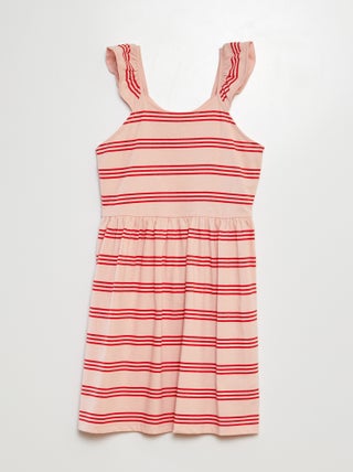 Vestido de alças com folhos e motivos