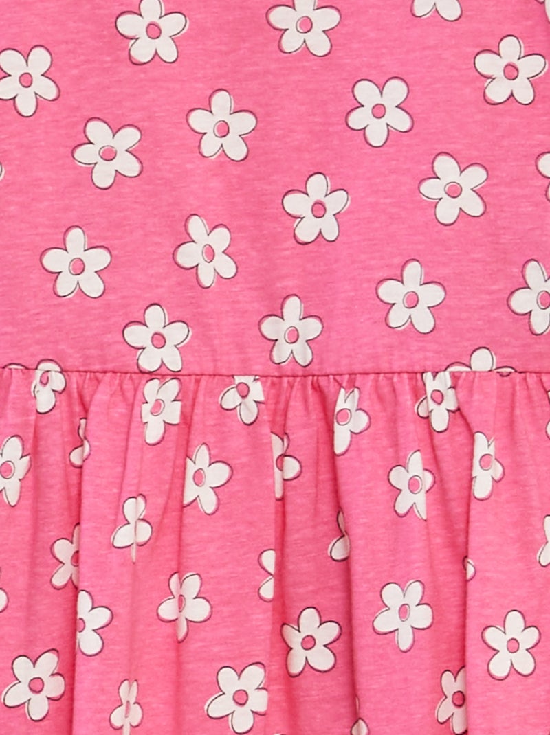 Vestido de alças com folhos e motivos ROSA - Kiabi