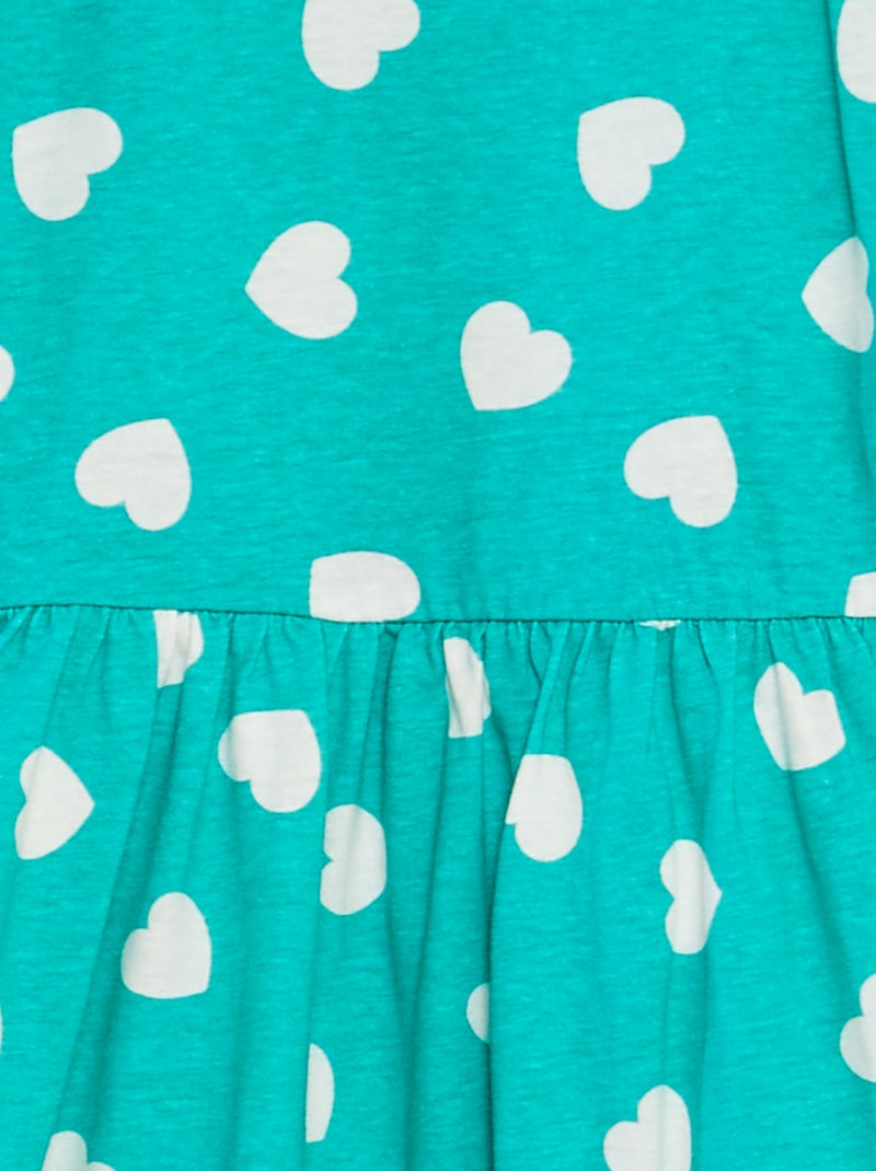 Vestido de alças com folhos e motivos VERDE - Kiabi