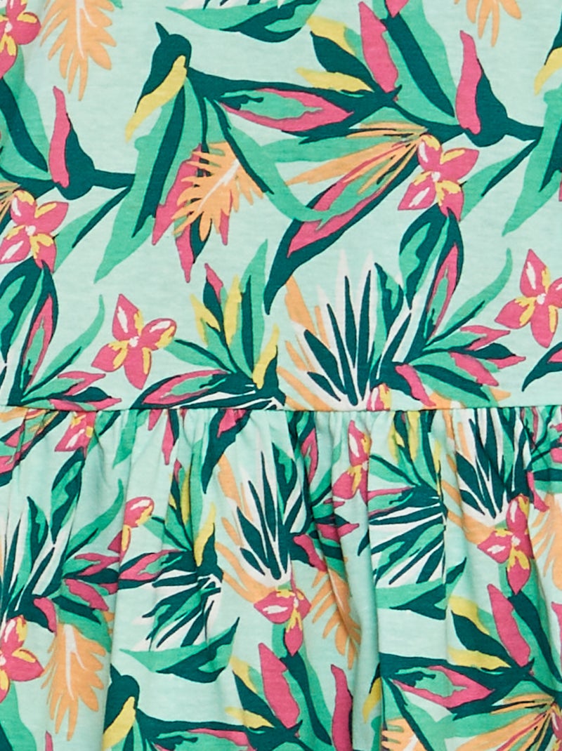 Vestido de alças com folhos e motivos VERDE - Kiabi
