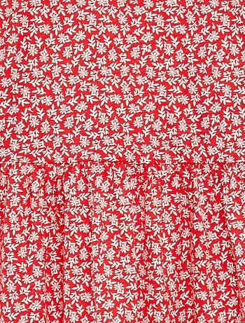 Vestido de alças com folhos e motivos