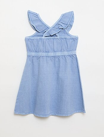 Vestido de alças com folhos liso