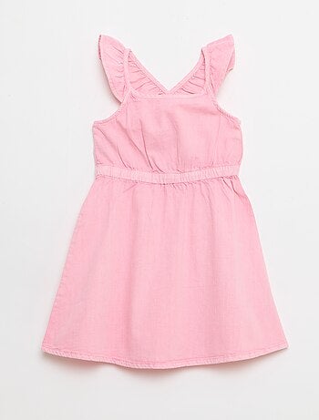 Vestido de alças com folhos liso