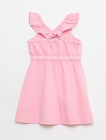 Vestido de alças com folhos liso