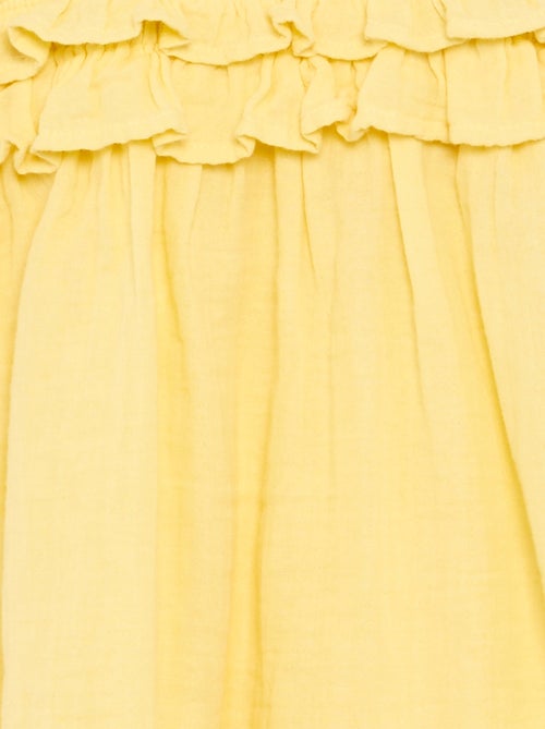 Vestido de alças com smock e folhos - Kiabi