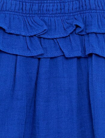 Vestido de alças com smock e folhos