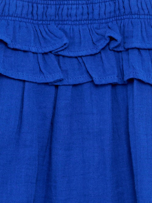 Vestido de alças com smock e folhos - Kiabi