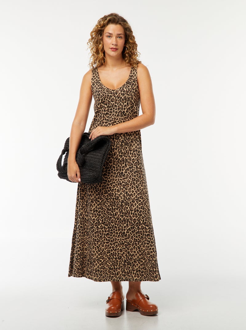 Vestido de alças comprido Bege - Kiabi
